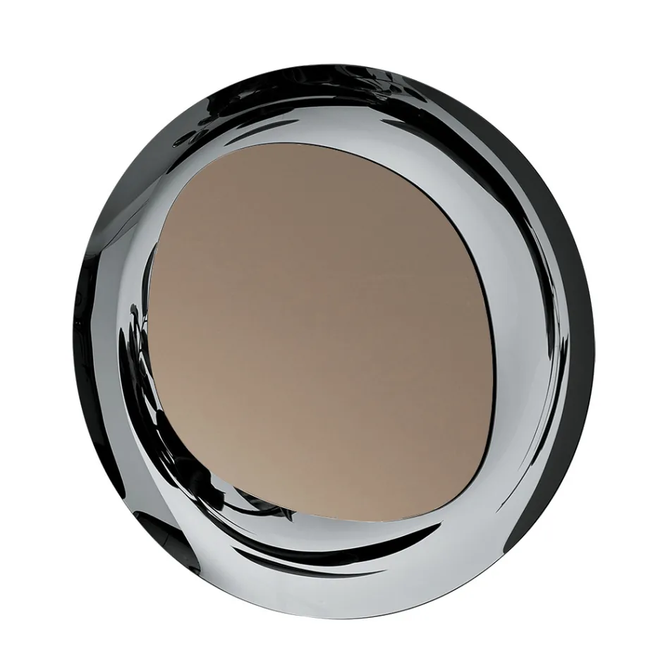 Espelho de bronze com moldura de vidro fumê, fabricado na Itália - Anselma Viadurini