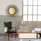 Espelho de parede moderno em metal e teca Monno Viadurini