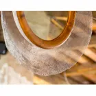 Espelho de parede moderno em metal e teca Monno Viadurini