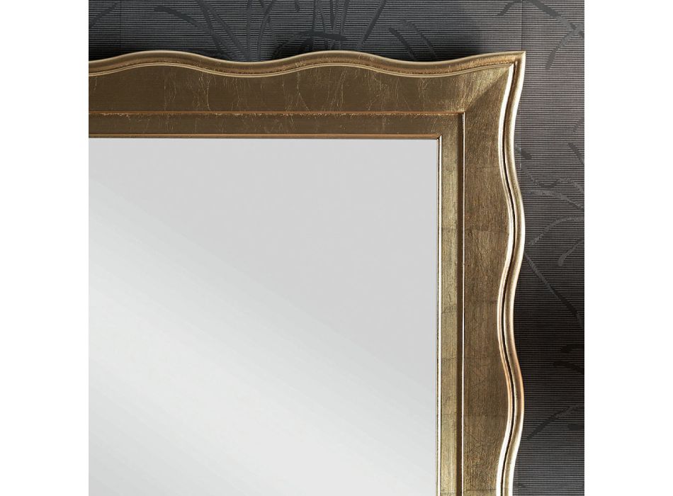 Espelho Clássico com Moldura de Ouro Retangular Feito na Itália - Florença Viadurini
