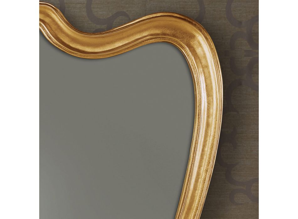 Moldura de madeira em forma de espelho clássica folha de ouro feita na Itália - Jenny Viadurini