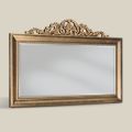 Espelho clássico retangular de madeira de folha de ouro feito na Itália - Ibiscos