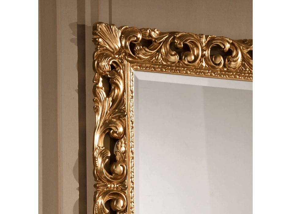Moldura de folha de ouro de espelho retangular clássico feito na Itália - precioso Viadurini