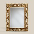 Moldura de folha de ouro de espelho retangular clássico feito na Itália - precioso