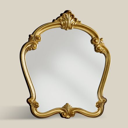 Espelho de formato clássico com moldura de folha de ouro feito na Itália - Madalina Viadurini
