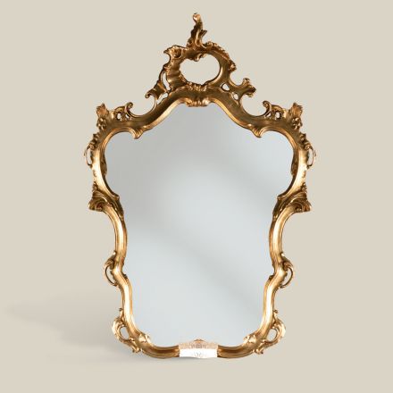 Espelho de formato clássico com moldura de folha de ouro feito na Itália - precioso Viadurini