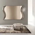 Espelho Sorya em vidro fundido cor bronze com detalhe central, fabricado na Itália. Viadurini