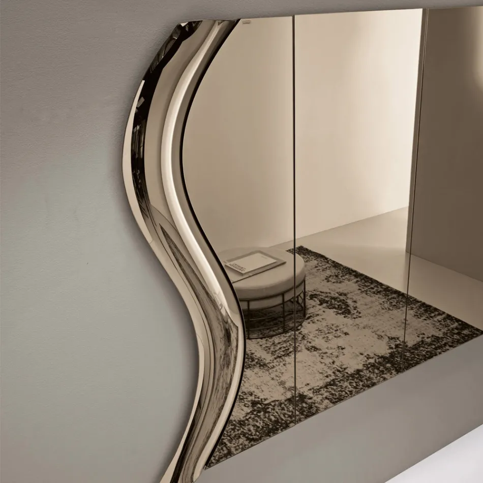 Espelho Sorya em vidro fundido cor bronze com detalhe central, fabricado na Itália. Viadurini