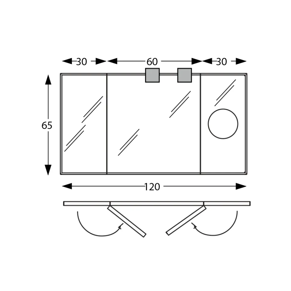 Espelho com 2 faces móveis e espelho de ampliação Made in Italy - Nelson Viadurini