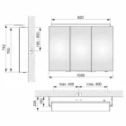 Espelho de gabinete moderno de 3 portas com prateleiras internas - Bramo Viadurini