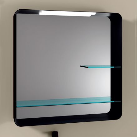 Espelho com moldura de metal e 2 prateleiras de vidro Made in Italy - William Viadurini
