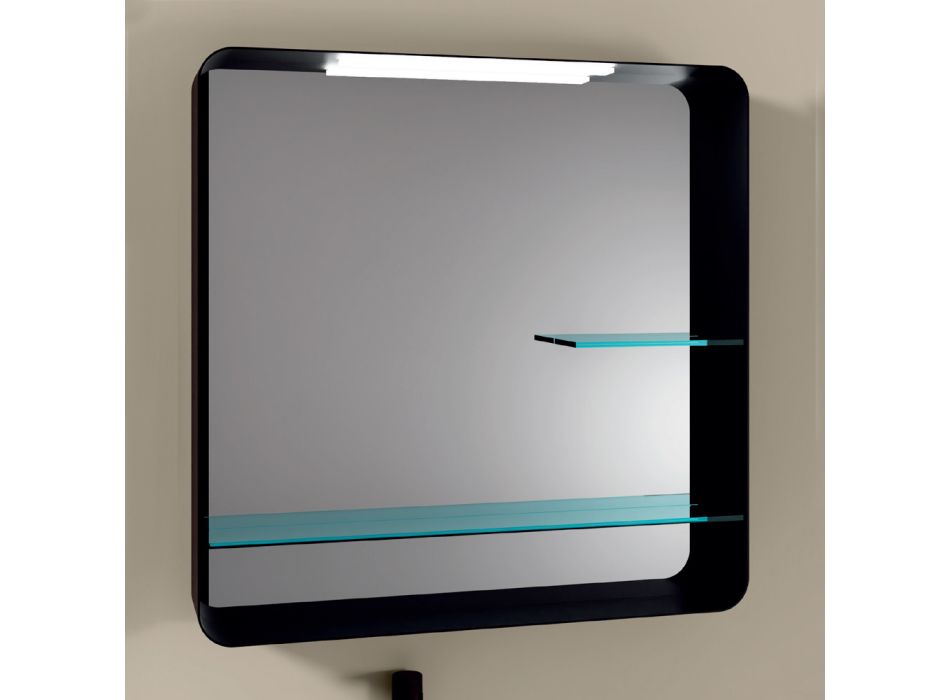 Espelho com moldura de metal e 2 prateleiras de vidro Made in Italy - William Viadurini