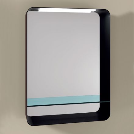 Espelho com Estrutura Metálica e Prateleira de Vidro Fabricado na Itália - Frida Viadurini