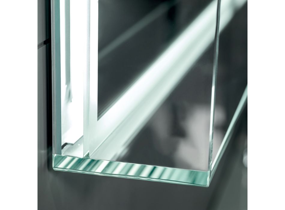 Espelho com Luzes Integradas e Moldura de Cristal Made in Italy - Isaac Viadurini