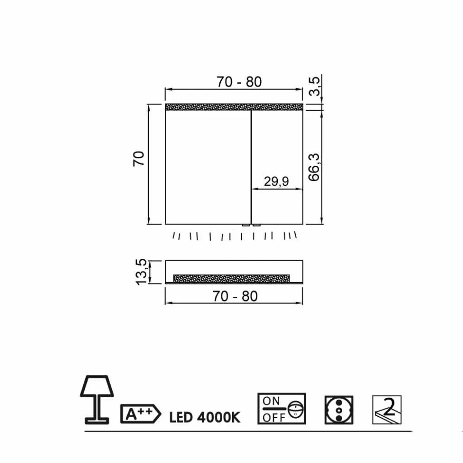 Container espelho 2 portas de design moderno, iluminação LED, Carol Viadurini