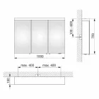 Espelho para arrumação de parede com 3 portas em alumínio pintado a prata - Alfio Viadurini