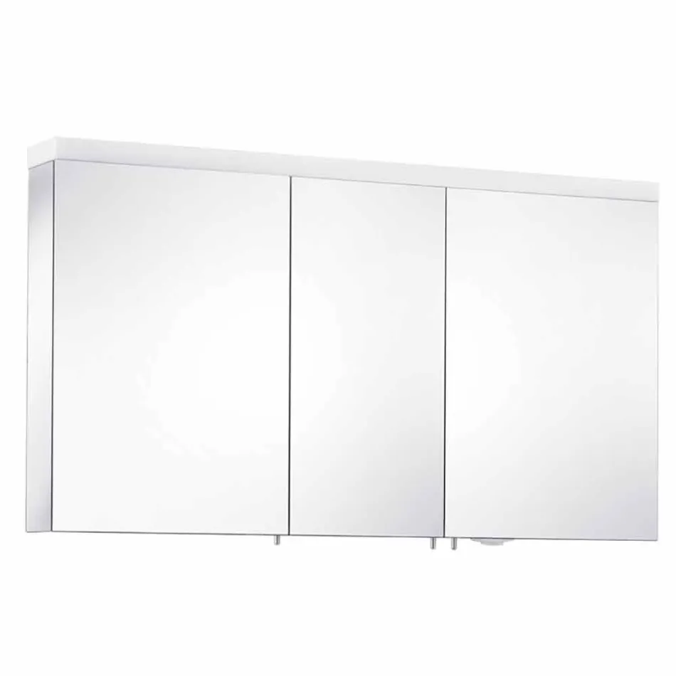 Espelho para arrumação de parede com 3 portas em alumínio pintado a prata - Alfio Viadurini