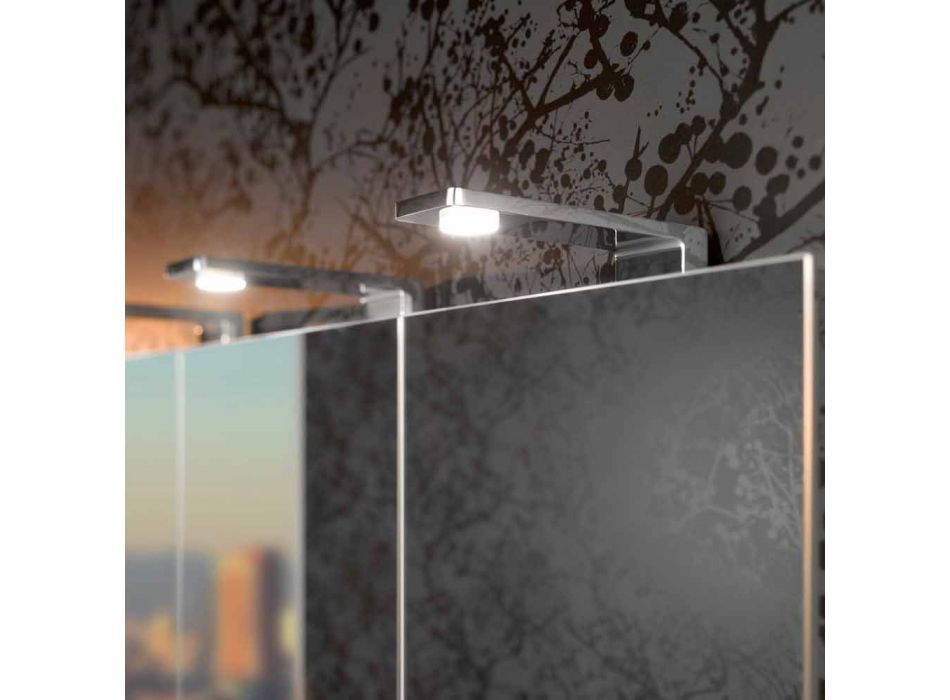 Recipiente de espelho com 4 portas de cristal com 12 prateleiras e 4 luzes LED - Maxi Viadurini