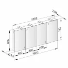 Recipiente de espelho com 4 portas de cristal com 12 prateleiras e 4 luzes LED - Maxi Viadurini