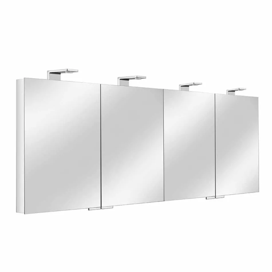 Recipiente de espelho com 4 portas de cristal com 12 prateleiras e 4 luzes LED - Maxi Viadurini