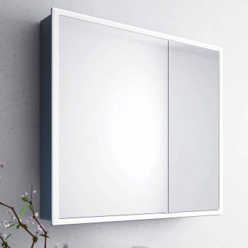 Espelho de parede com 2 portas modernas, iluminação LED, Adele