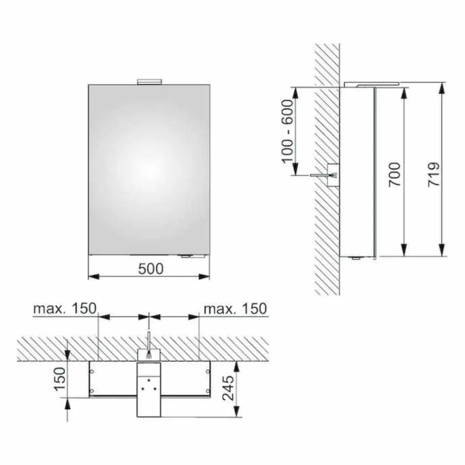 Espelho de armazenamento de parede com porta articulada e iluminação LED - catraca Viadurini