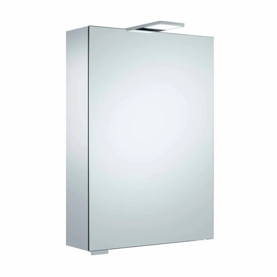 Espelho de armazenamento de parede com porta articulada e iluminação LED - catraca Viadurini