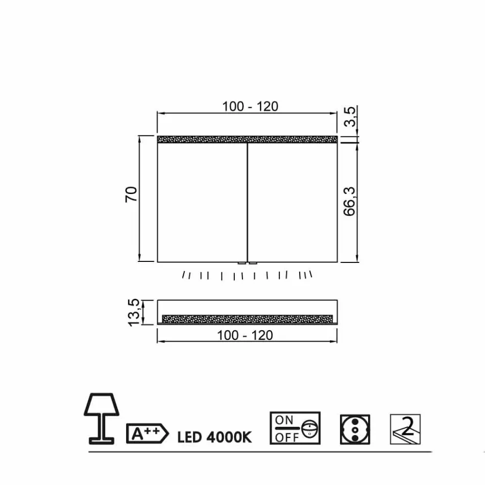 Espelho de casa de banho com banheira de 2 portas, design moderno, Carol Viadurini