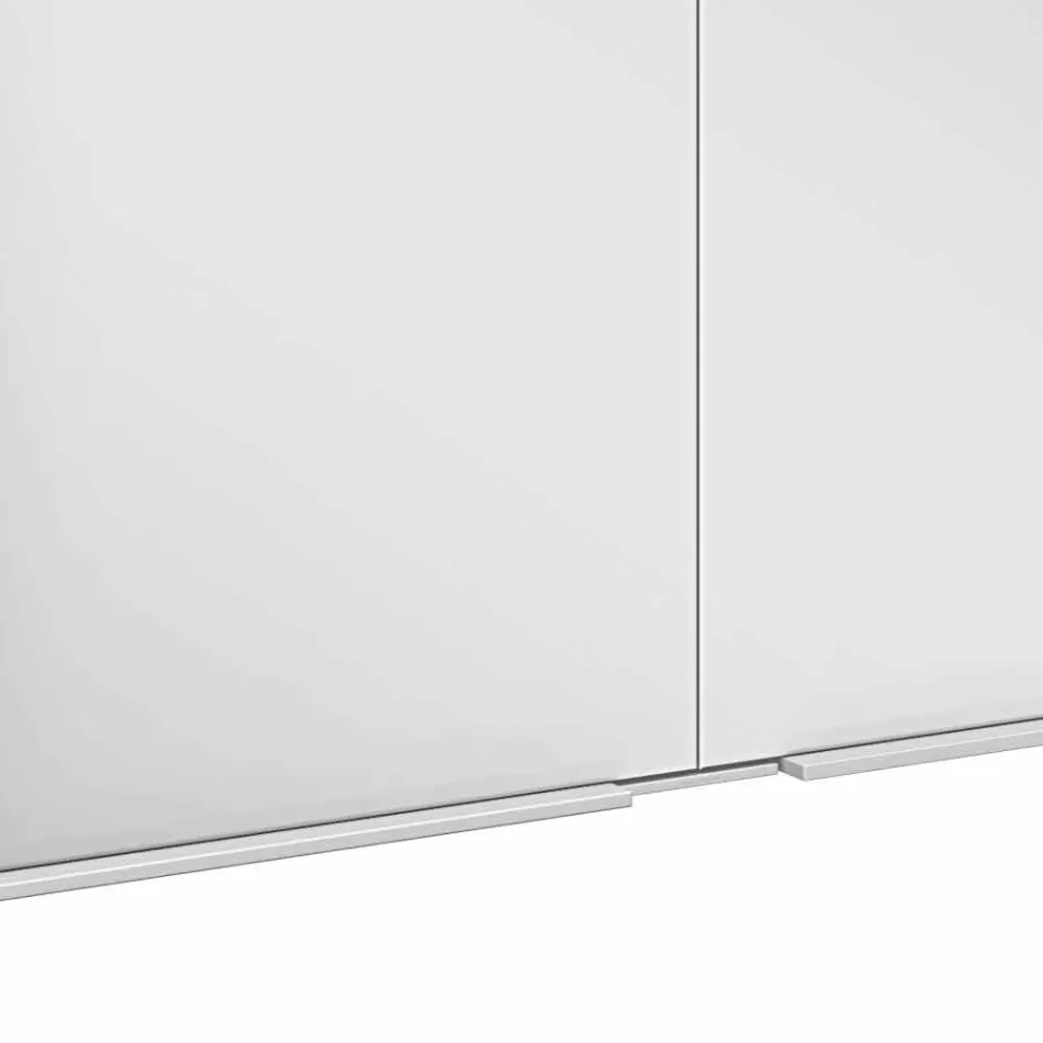 Gabinete moderno com espelho embutido em alumínio pintado de prata - Demon Viadurini