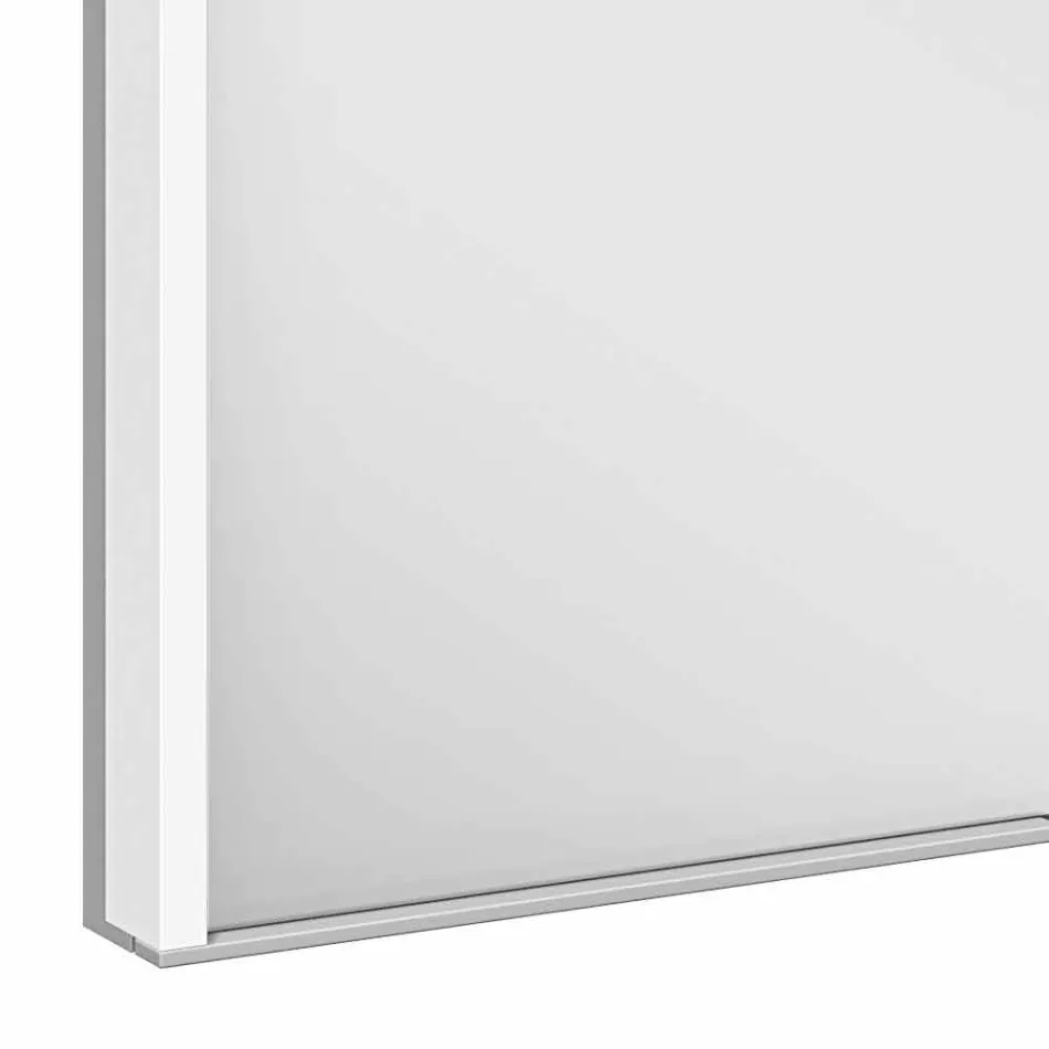 Gabinete moderno com espelho embutido em alumínio pintado de prata - Demon Viadurini