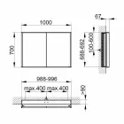 Gabinete moderno com espelho embutido em alumínio pintado de prata - Demon Viadurini