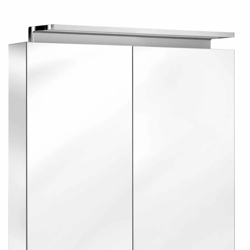 Espelho de parede com 2 portas com luz LED e tomadas - Bramo Viadurini