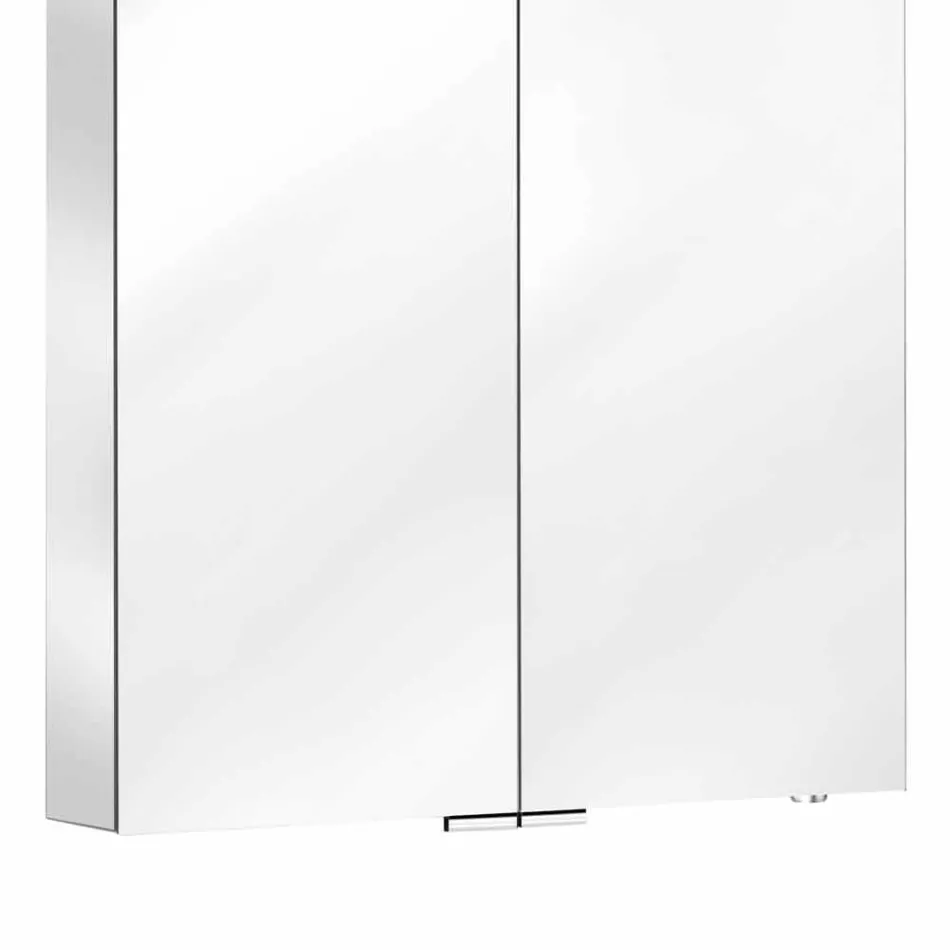 Espelho de parede com 2 portas com luz LED e tomadas - Bramo Viadurini