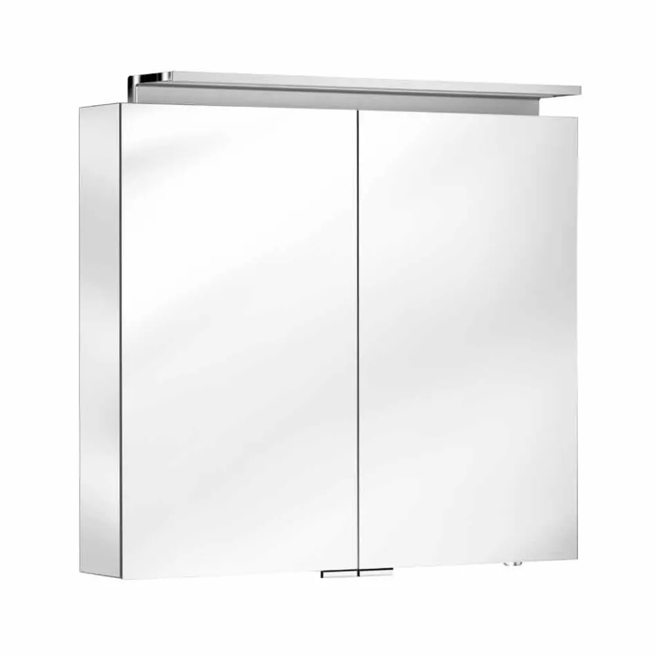 Espelho de parede com 2 portas com luz LED e tomadas - Bramo Viadurini