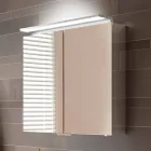 Espelho de parede com 2 portas com luz LED e tomadas - Bramo Viadurini