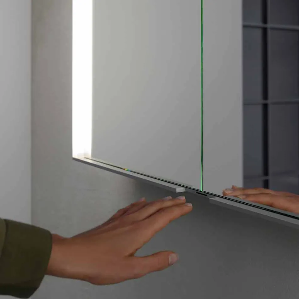 Espelho de Parede em Alumínio com Iluminação LED - Demon Viadurini