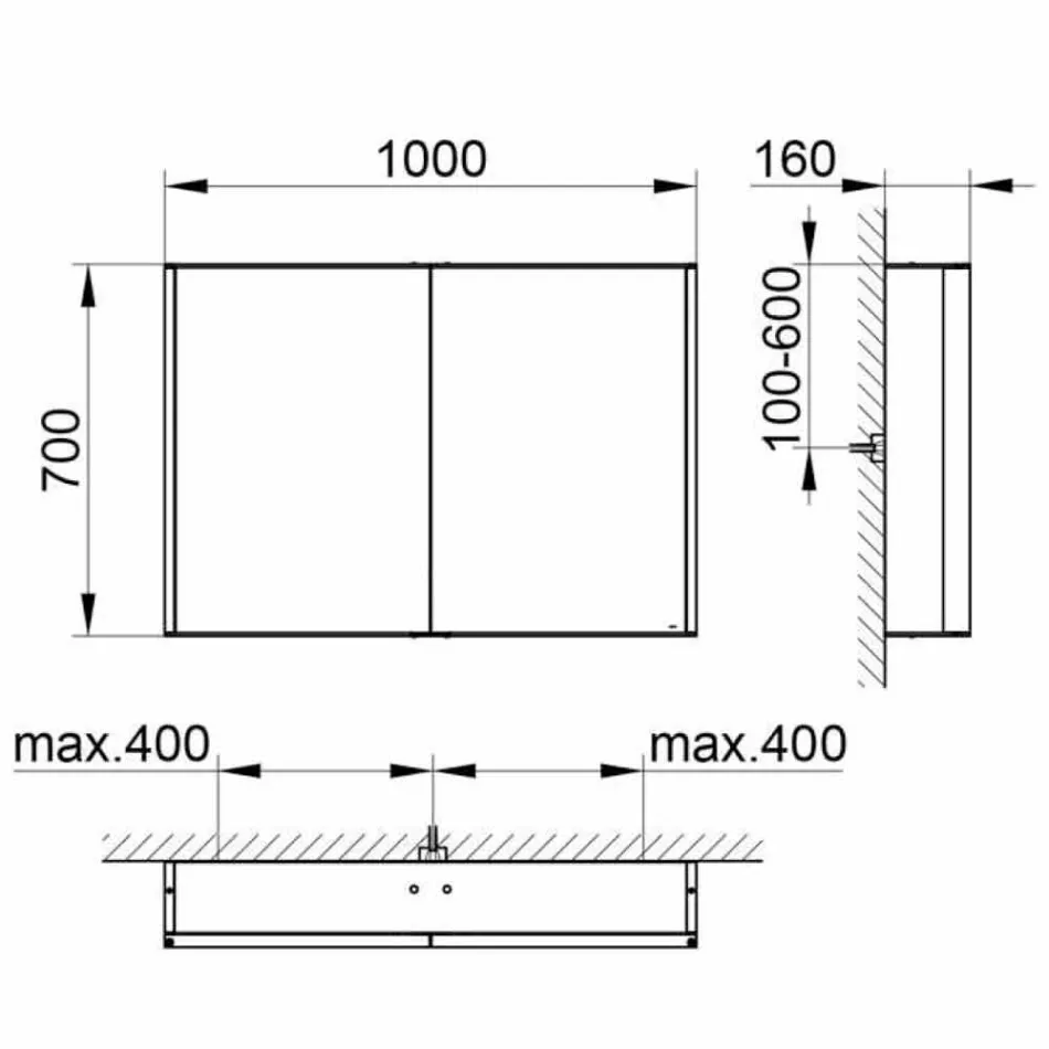 Espelho de Parede em Alumínio com Iluminação LED - Demon Viadurini