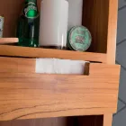 Espelho de teca para armazenamento de parede com prateleiras e gavetas internas - Ralio Viadurini