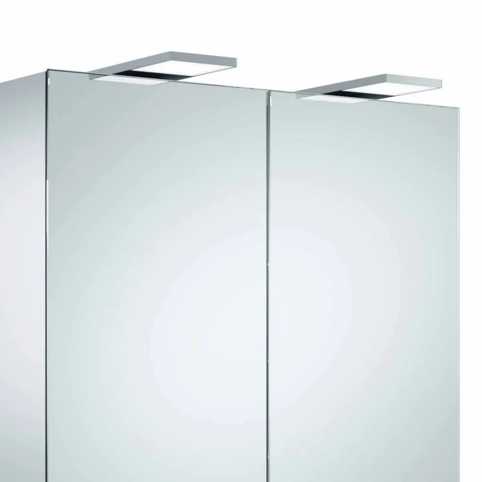 Espelho de parede moderno com 2 portas e iluminação LED - catraca Viadurini