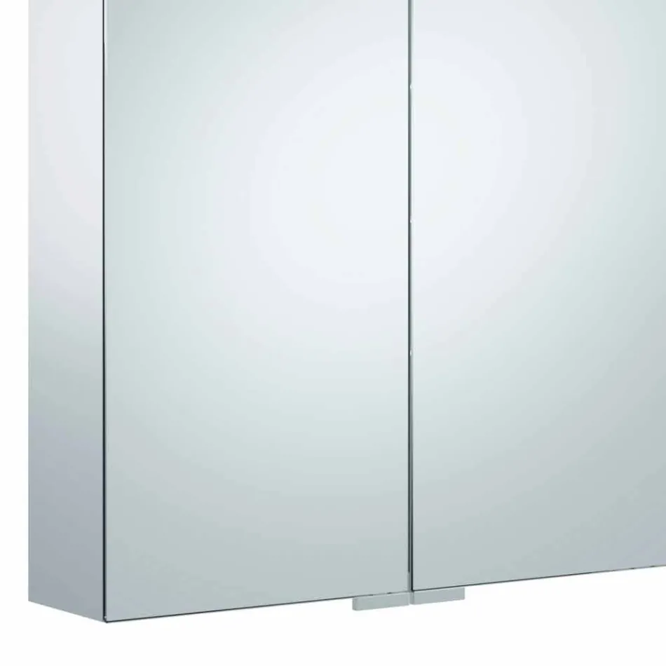 Espelho de parede moderno com 2 portas e iluminação LED - catraca Viadurini