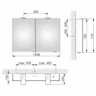 Espelho de parede moderno com 2 portas e iluminação LED - catraca Viadurini