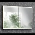 Recipiente de espelho de madeira com espelho duplo e luzes fabricado na Itália - Darwin Viadurini