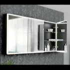 Recipiente de espelho de madeira com espelho duplo e luzes fabricado na Itália - Darwin Viadurini