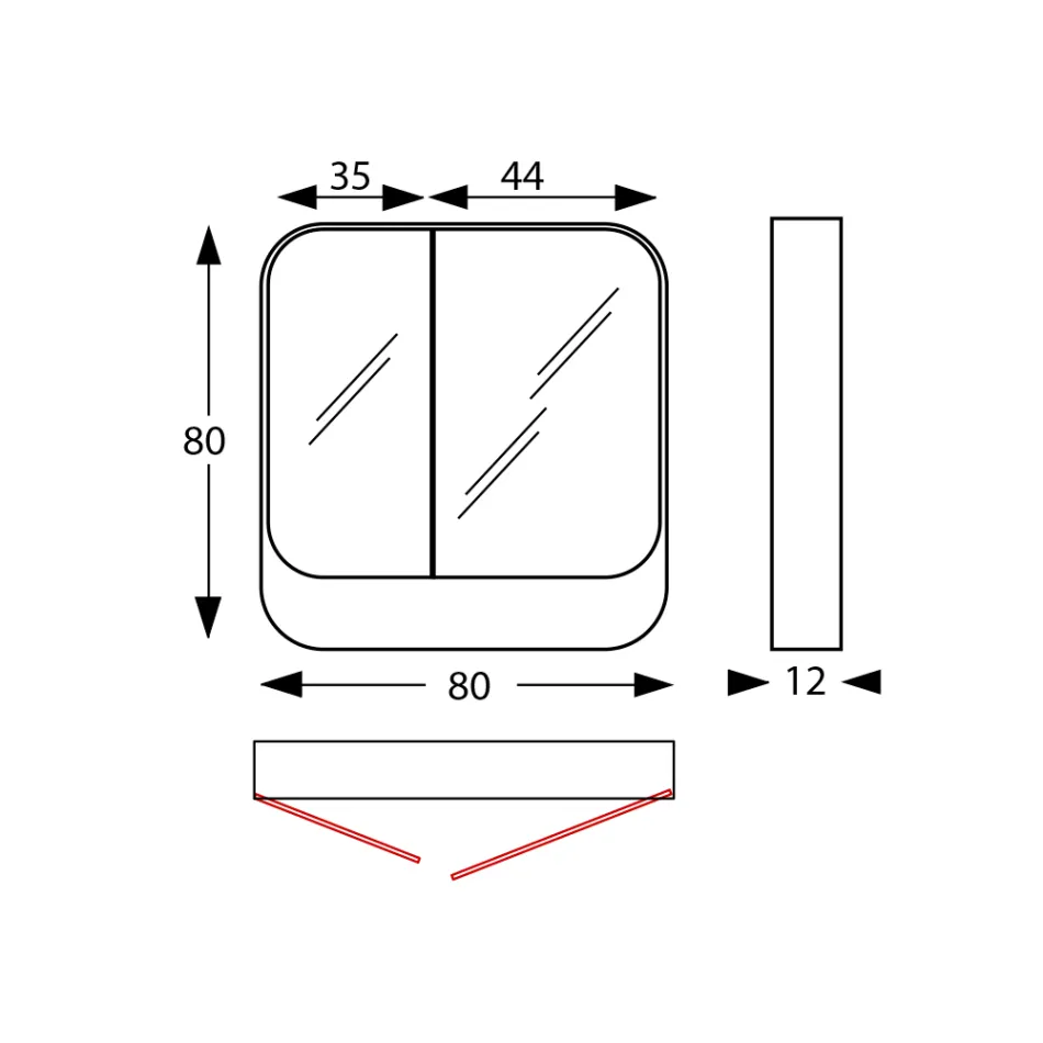 Recipiente de espelho metálico com 2 portas duplas de espelho fabricado na Itália - Galilei Viadurini