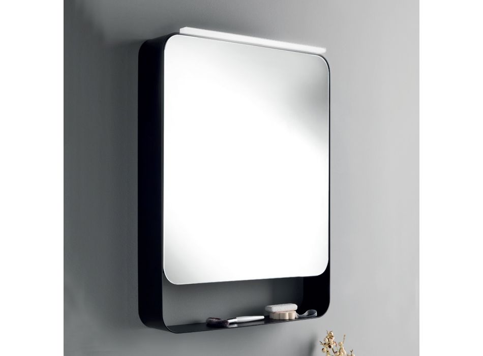 Recipiente de espelho metálico com porta dupla de espelho e luzes fabricadas na Itália - Jane Viadurini