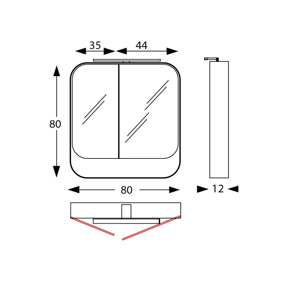 Recipiente de espelho metálico com portas duplas de espelho e luzes fabricadas na Itália - Galileo Viadurini