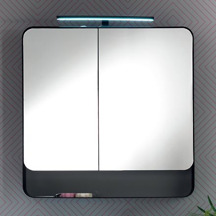 Recipiente de espelho metálico com portas duplas de espelho e luzes fabricadas na Itália - Galileo Viadurini