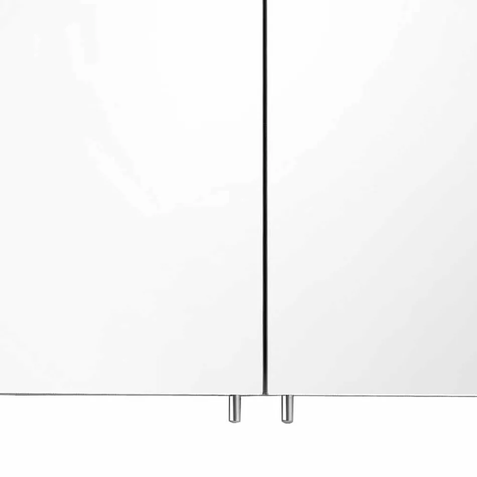 Espelho Container Moderno com 2 Portas em Alumínio Pintado a Prata - Alfio Viadurini