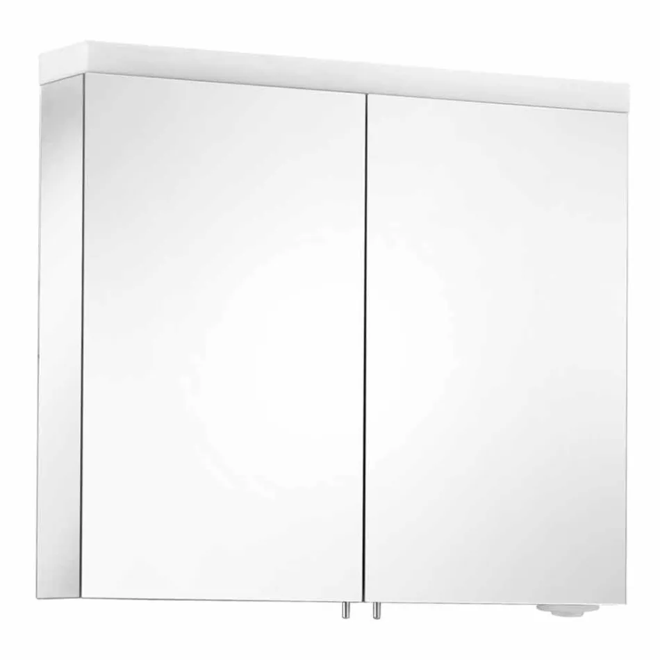 Espelho Container Moderno com 2 Portas em Alumínio Pintado a Prata - Alfio Viadurini