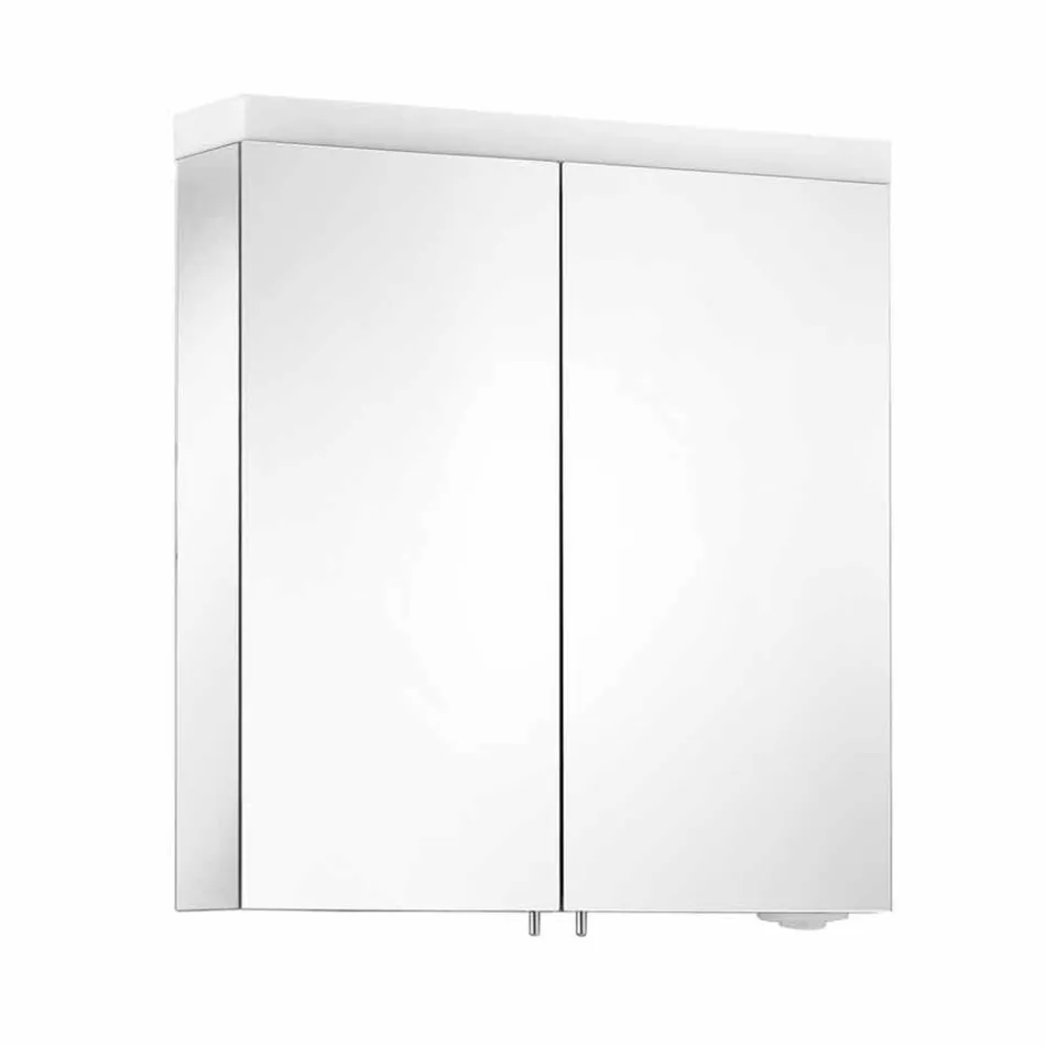 Espelho Container Moderno com 2 Portas em Alumínio Pintado a Prata - Alfio Viadurini